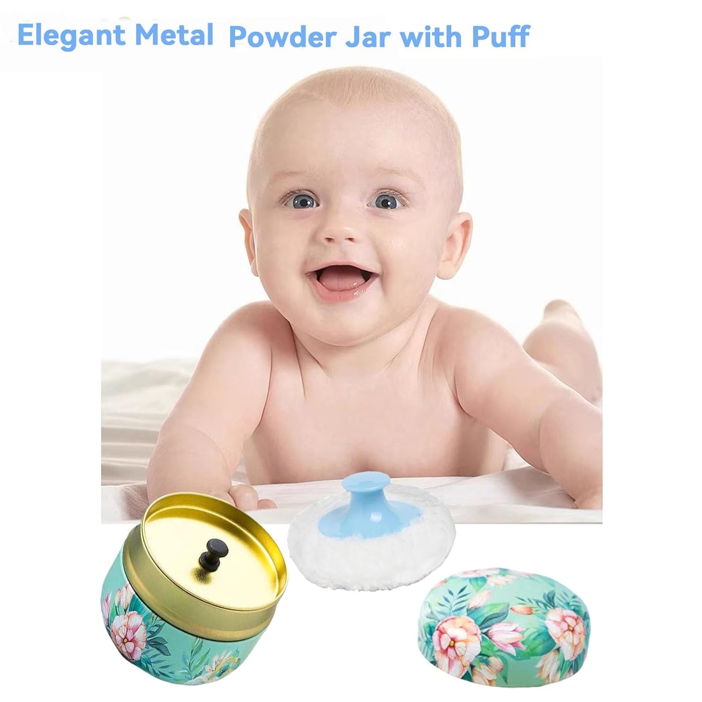 Body Powder Puff and Container, 3.35" Portable Dusting Powder Container with Soft Puff Loose Powder Case Box Jar with Lids for Baby Women Home and Travel Use-GlimoraGlow