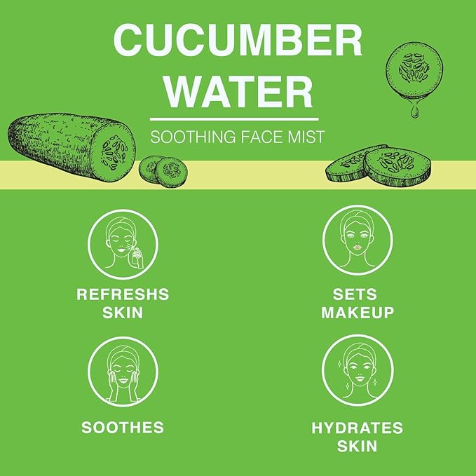 | Face & Body Mist Spray - Soothing Cucumber Water With Moisturizing Hyaluronic Acid | Instant Soothing, Cooling, Conditioning | 8 FL OZ-GlimoraGlow