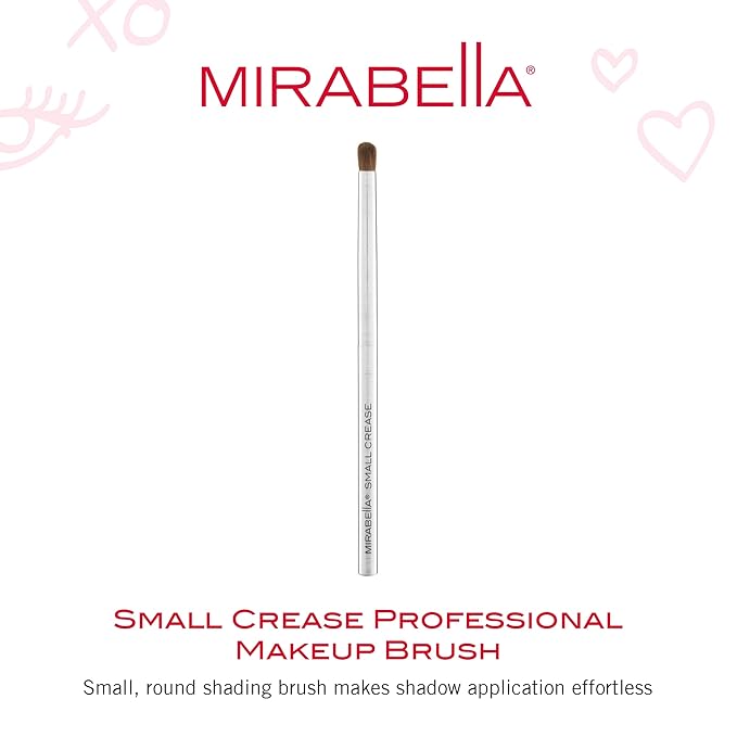 Mirabella Small Crease Eyeshadow Brush, Premium Professional Makeup Brush Collection, Cruelty-Free Synthetic Bristle Brush, Hand-Sculpted Brushed Aluminum Handle, Luxury Blending Brush for Makeup-GlimoraGlow