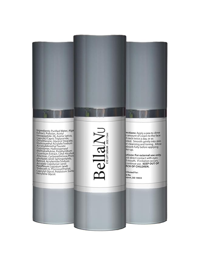 Bella Nu- Eye Lift Serum- Ultimate Potency- Premium Anti-Aging Solution- Promotes Reduction of Fine Lines and Wrinkles- Brightens Eyes and Evens Complexion-GlimoraGlow