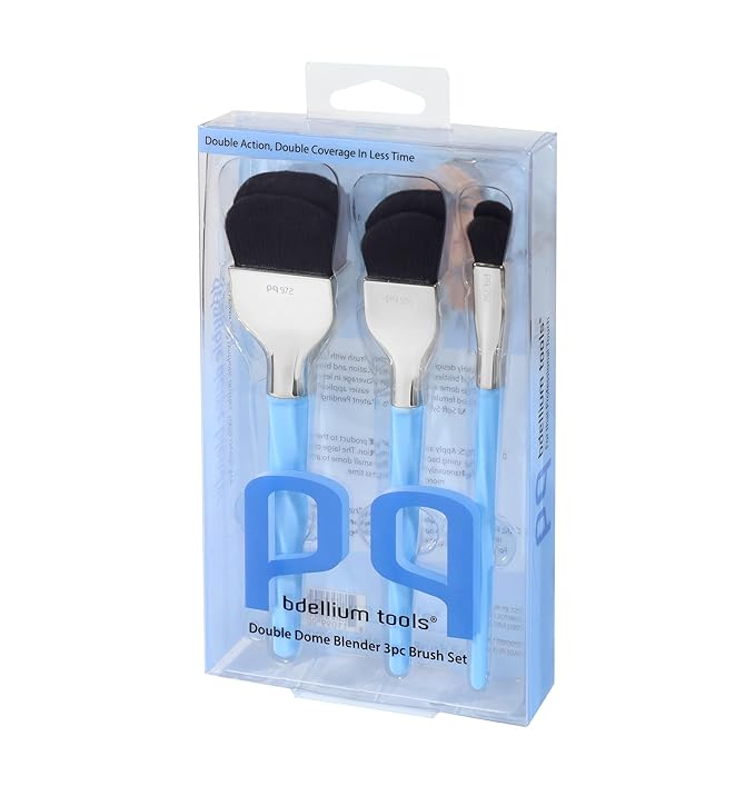 Bdellium Tools Professional Makeup Brush - Blue Double Dome Blender 3pc Brush Set-GlimoraGlow