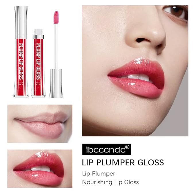 ibcccndc Lip Plumper gloss,Natural Lip Plumper,High Shine Lip Plumper,Lip Enhancer for Fuller,Sexy Lip Gloss,Shiny Lip Gloss For Girls and Women (5)-GlimoraGlow