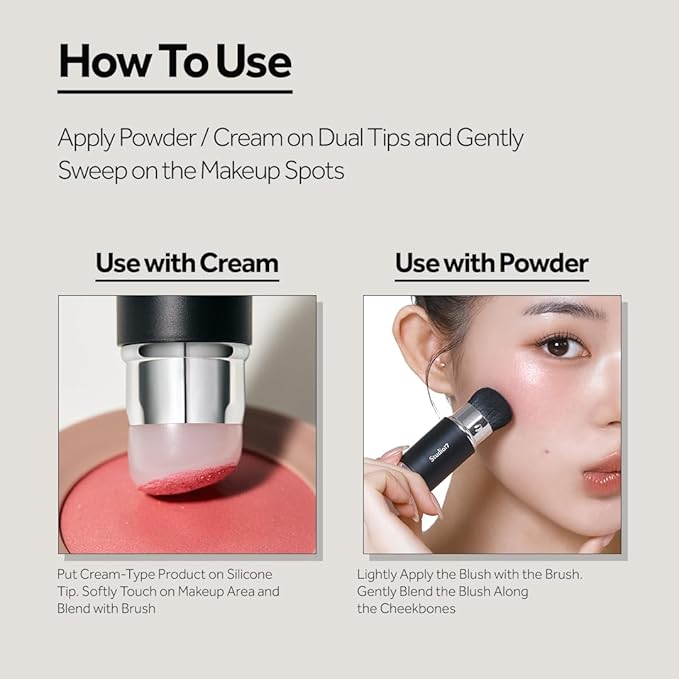 Dual Ended Silicone Tip Blush Brush | Korean Olive Young Makeup Tool for Contouring & Blush Application | Skin-Friendly Non-Irritating Professional Face Makeup Brush-GlimoraGlow