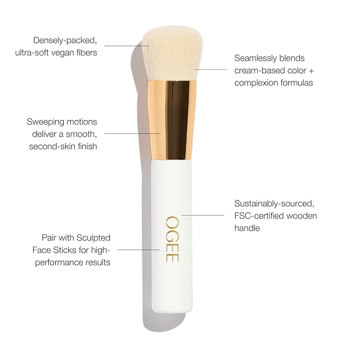 Ogee Blender Brush - Professional Quality Makeup Brush - Ultra-Soft Foundation Brush with Vegan Bristles for Flawless Makeup Application-GlimoraGlow