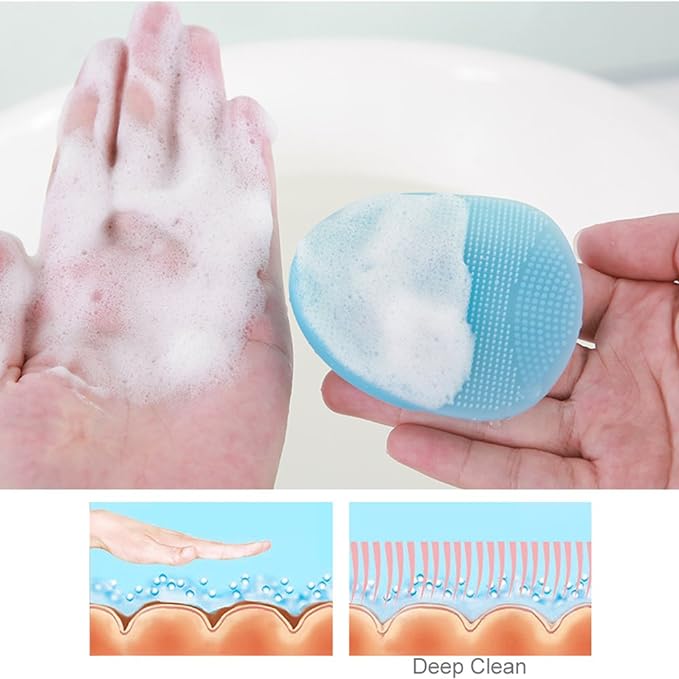 INNERNEED Super Soft Silicone Face Cleanser and Massager Brush Manual Facial Cleansing Scrubber Handheld Wash Pad for Sensitive, Delicate, Dry Skin (Pack of 4)-GlimoraGlow