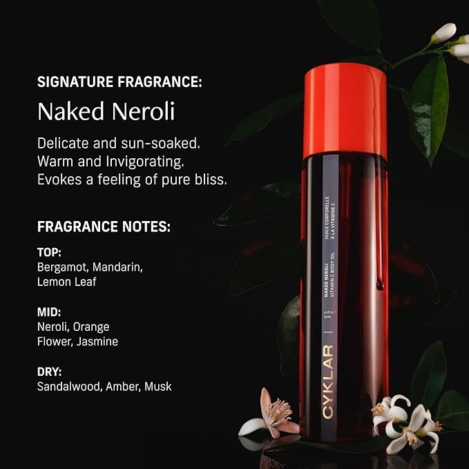 Vitamin C Body Oil for Women and Men. Moisturizing Naked Neroli Scented Body Serum for Glowing Skin. Nourishing, Hydrating After-Shower and Bath Skin Care Moisturizer, 4.2 Fl Oz-GlimoraGlow