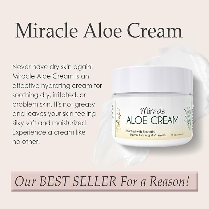 Deluvia Miracle Aloe Cream | Face & Body Moisturizer with Vitamin E & Organic Aloe Vera (2 Ounce (Pack of 1), Unscented)-GlimoraGlow
