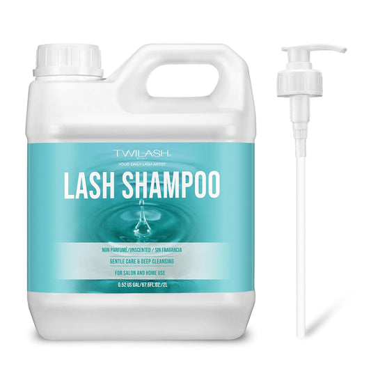 Lash Shampoo Bulk, Eyelash Cleanser for Extensions 2 Liters, Dispenser Pump, Safe Makeup Remover, Non-irritating or Burning Eyelid Foaming Cleanser for Professional Salon and Home Use (Unscented-2L)-GlimoraGlow