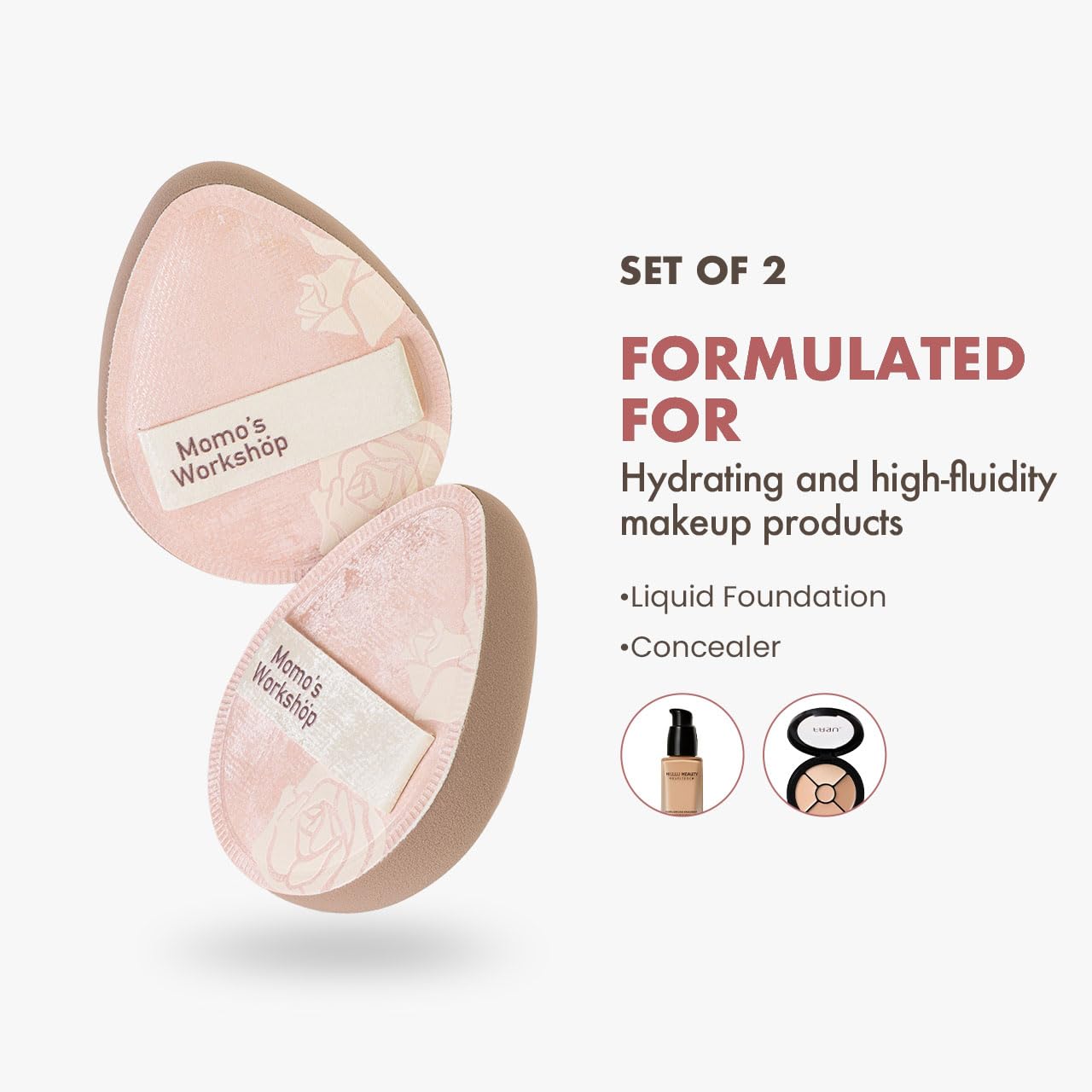 Makeup Sponge, Rubycell, Egg Shape, Foundation Sponges with Glossy PU Leather, for Liquid/Sheer Foundations, Cosmetic Puff, Medium Bounce,Travel Friendly & Reusable,2pcs & Storage Case-GlimoraGlow