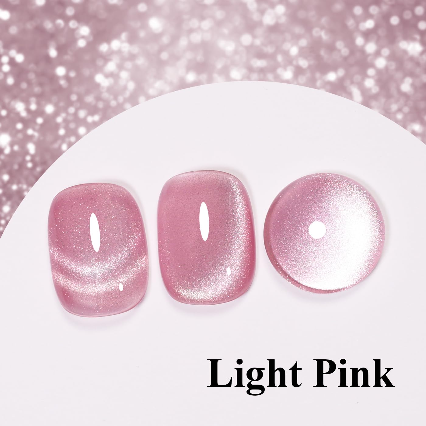 Imtiti Cat Eye Gel Nail Polish, Light Pink Holographic Magnetic Crystal Nail Gel Polish With Magnet Glittery Galaxy Spring Summer Kit Soak Off UV Led 10ML-GlimoraGlow