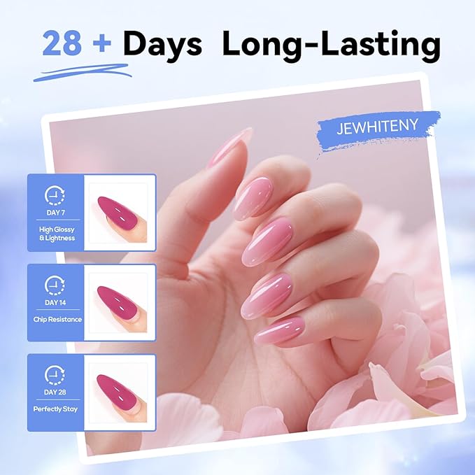 JEWHITENY 28 Colors Poly Nail Gel Set - 15ml Nude Pink Brown Black Grey Blue Yellow Tones for French Manicure DIY Nail Art Salon & Home Use Holiday Gift-GlimoraGlow