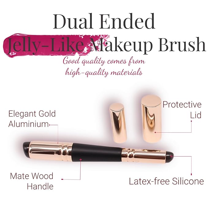 Dual Ended Silicone Lip Brush with Lid, Jelly-like Lip Makeup Brush, Versatile Makeup Applicator for Lips, Concealer, Contour, Blush, Bronzer, and Eyes, 1 count-GlimoraGlow