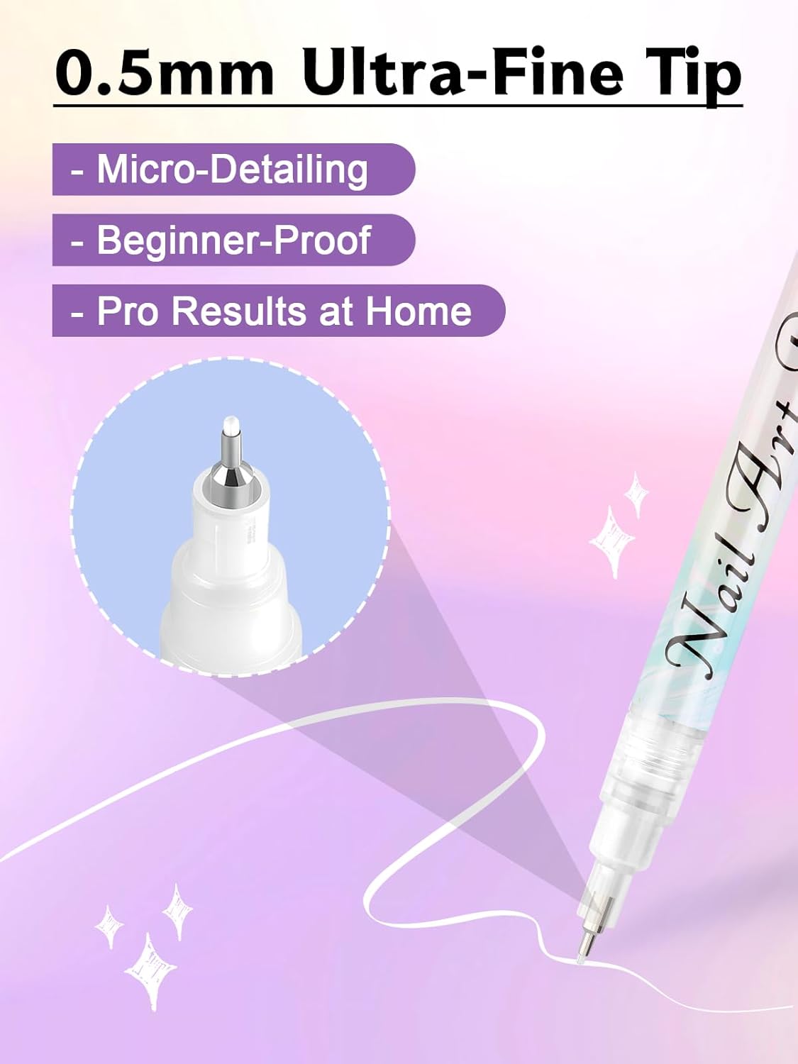 1 PCS White Nail Art Polish Pens, Kalolary 0.5mm Nail Art Markers Nail Point Graffiti Dotting Pen Drawing Painting Liner Brush for DIY Nail Art Beauty Adorn Manicure Tools-GlimoraGlow