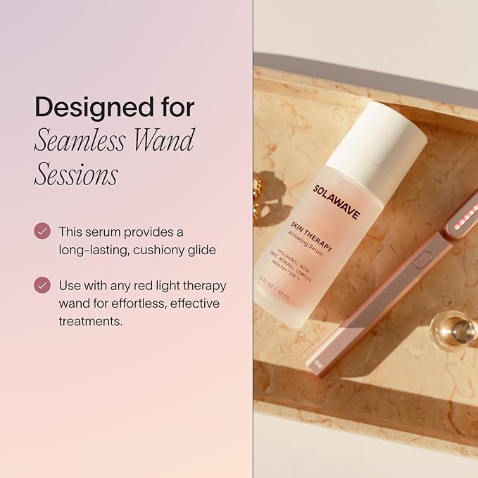 Solawave Wand Skin Therapy Activating Serum | Hyaluronic Acid and Peptides | Enhance Skincare Device Results | Hydrating Microcurrent Galvanic Current | Wrinkle Smoothing-GlimoraGlow