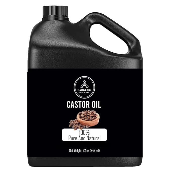 Naturevibe Botanicals Castor Oil 32 Ounces | 100% Pure and Natural | Great for Skin Care and Hair Care | Hexane Free Unrefined Oil for Enhanced Eyebrows and Eyelashes 32 Fl Oz | 946ml-GlimoraGlow