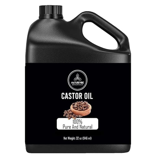 Naturevibe Botanicals Castor Oil 32 Ounces | 100% Pure and Natural | Great for Skin Care and Hair Care | Hexane Free Unrefined Oil for Enhanced Eyebrows and Eyelashes 32 Fl Oz | 946ml-GlimoraGlow