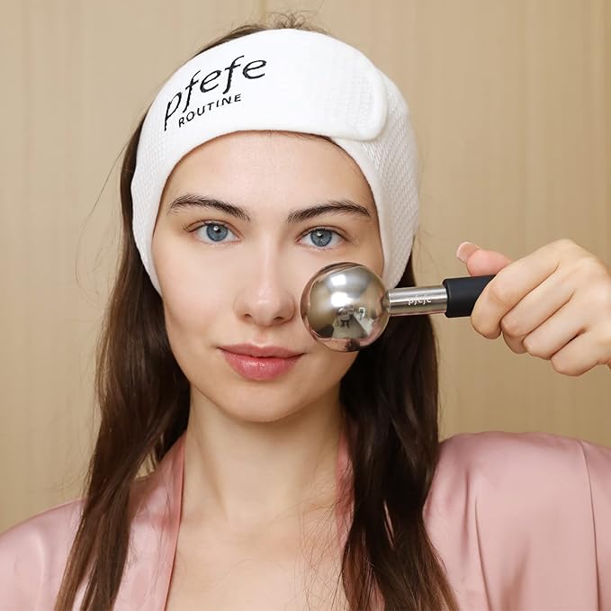 Ice Globes for Face & Eyes, Unbreakable Stainless Steel Cryo Sticks for Beauty Routines, Facials Cold Roller Cooling Globes for Puffiness, Wrinkles, Dark Circles, Headaches-GlimoraGlow