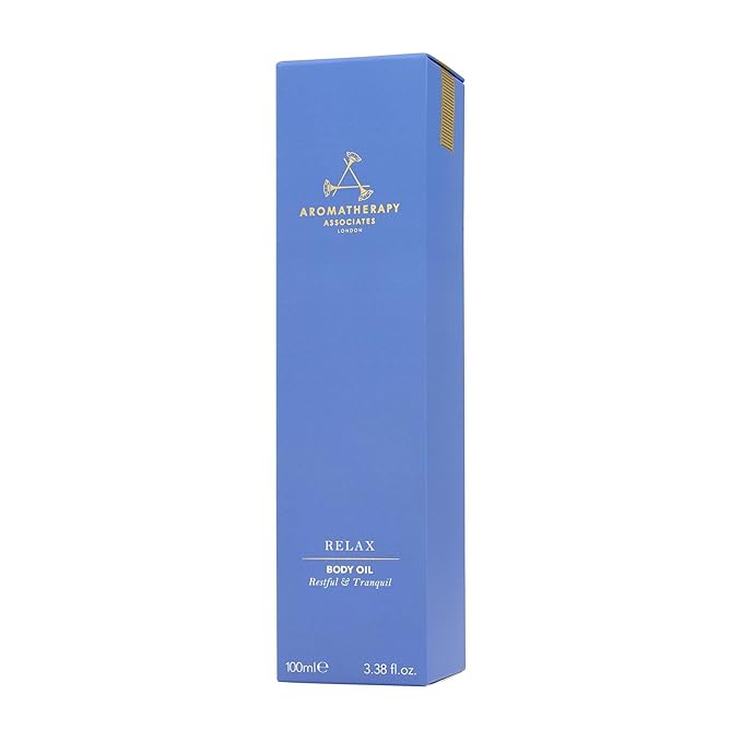 Aromatherapy Associates Relax Body Oil. Luxurious Blend of Oils for a Nourished Body. Made with Vetivert, Chamomile and Ylang Ylang Essential Oils (3.4 fl oz)-GlimoraGlow