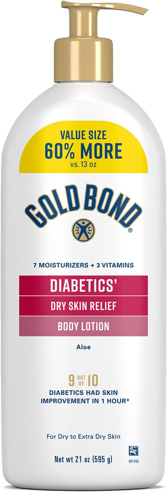 Gold Bond Diabetics' Dry Skin Relief Body Lotion With Vitamin E & Aloe To Soothe & Moisturize Dry, Flaky & Rough Skin, Value Size, 21 oz.-GlimoraGlow
