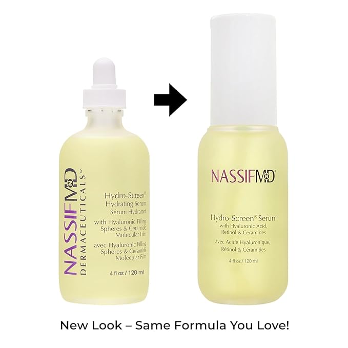 NassifMD Hydro-Screen Hydrating Serum with Hyaluronic Acid & Ceramides – Lightweight, Fast-Absorbing Formula for Smooth, Plump, Moisturized Skin – Ideal for Dry or Sensitive Skin-GlimoraGlow