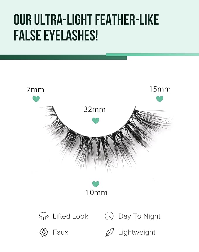 Cat Eye Lashes Natural Lashes Wispy False Eyelashes Fox Eye Lashes Natural Look False Lashes Pack 15MM 7 Pairs-GlimoraGlow