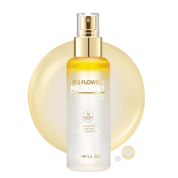 BANILA CO Miss Flower & Mr Honey Propolis Ampoule Mist | Nourishing Skin Double Layer & Moisturizing Makeup Fixer Setting Spray | Hydration Boost, Radiant Glow Serum (99ml / 3.34 fl oz)-GlimoraGlow
