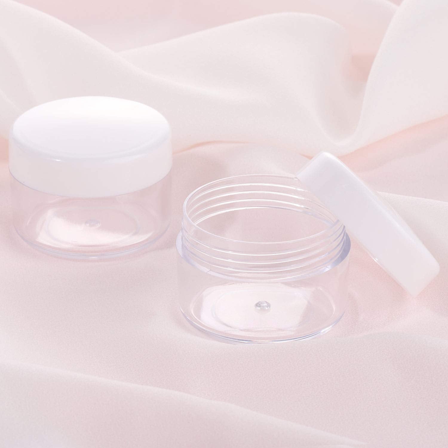 100 Count Empty Makeup Jars 15g Cosmetic Containers with Lids Leak Proof Sample Containers Refillable Plastic Containers - White-GlimoraGlow