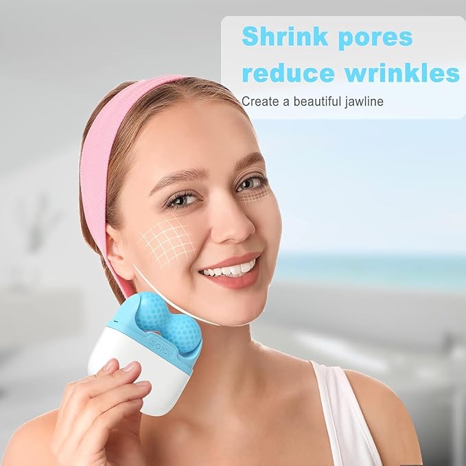 Ice Roller for Face and Eyes - Facial Skin Care Tools with 2 in 1 Face Roller and Travel Case, Self Care Gift for Men Women (Blue)-GlimoraGlow