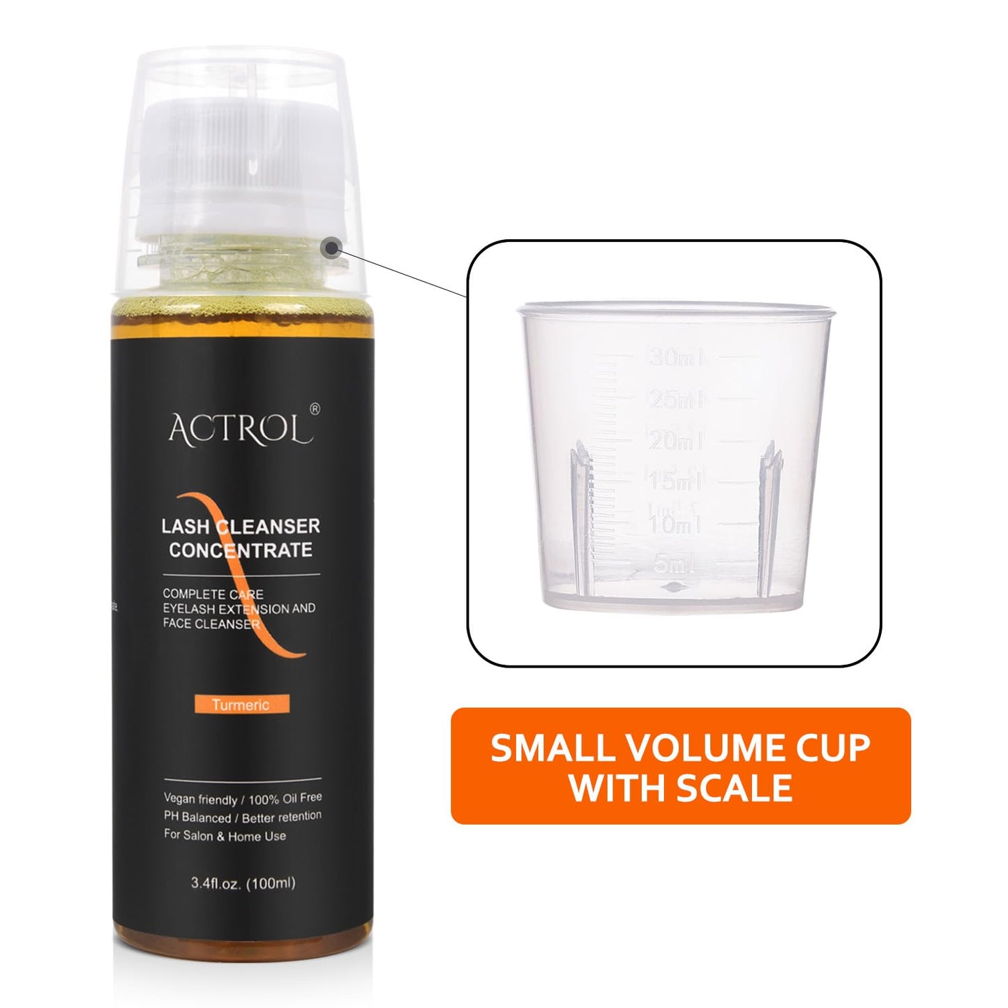 Eyelash Shampoo Concentrate 100ml Lash Extensions Cleanser Concentrate Turmeric Foaming Shampoo Paraben & Sulfate Free Wash for Extensions Lashes with Salon Home Care-Makes 60ml Bottles-GlimoraGlow