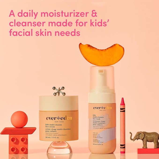 Evereden Kids Face Cream: Cool Peach, 1.7 oz. | Face Lotion | Clean and Non-Toxic Face Moisturizer | Multi-Vitamin Skin Care for Kids-GlimoraGlow