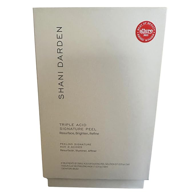 SHANI DARDEN SKIN CARE Triple Acid Peel, 2-Step Exfoliating Face Peel with Mandelic, Lactic & Glycolic Acids, Kaolin Clay Neutralizing Mask & Brush, Helps Improve Dark Spots & Skin Texture, 1.69 fl oz-GlimoraGlow