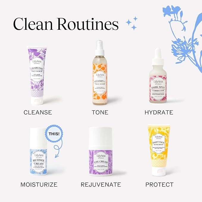 LilyAna Naturals Anti Aging Retinol Face Cream for Women – Wrinkle & Neck Cream for Firming, Retinol Moisturizer for Face with Hyaluronic Acid, Hydrating Night Cream for Fine Lines, Collagen Boost-GlimoraGlow