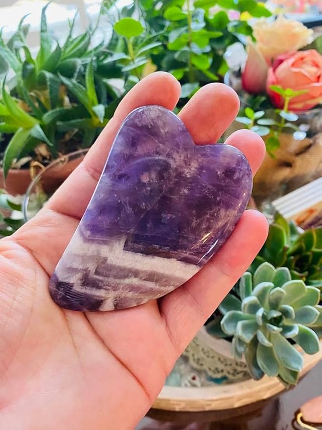 100% Authentic Amethyst Mother's day Gift Set Amethyst Eye Mask Amethyst Jade Roller & Gua Sha Set Facial Mask Instant Puffiness promote relaxation and relief stress.-GlimoraGlow