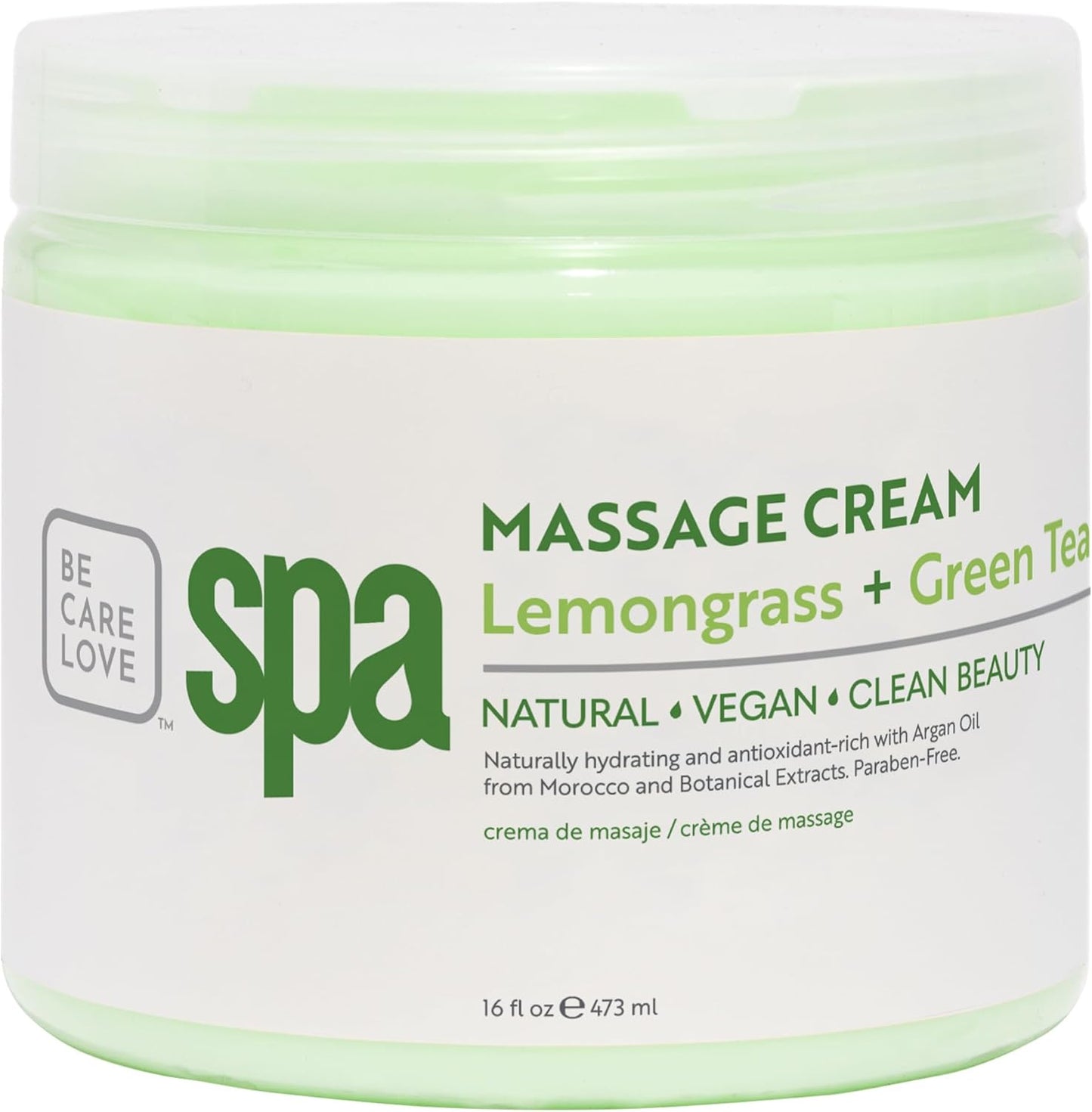 BCL SPA Massage Cream organic Lemongrass + Green Tea body lotion with shea butter, aloe vera, peppermint, argan and jojoba oils body cream to soothe, calm & revitalize the skin. Home/Pro use 16 fl oz-GlimoraGlow
