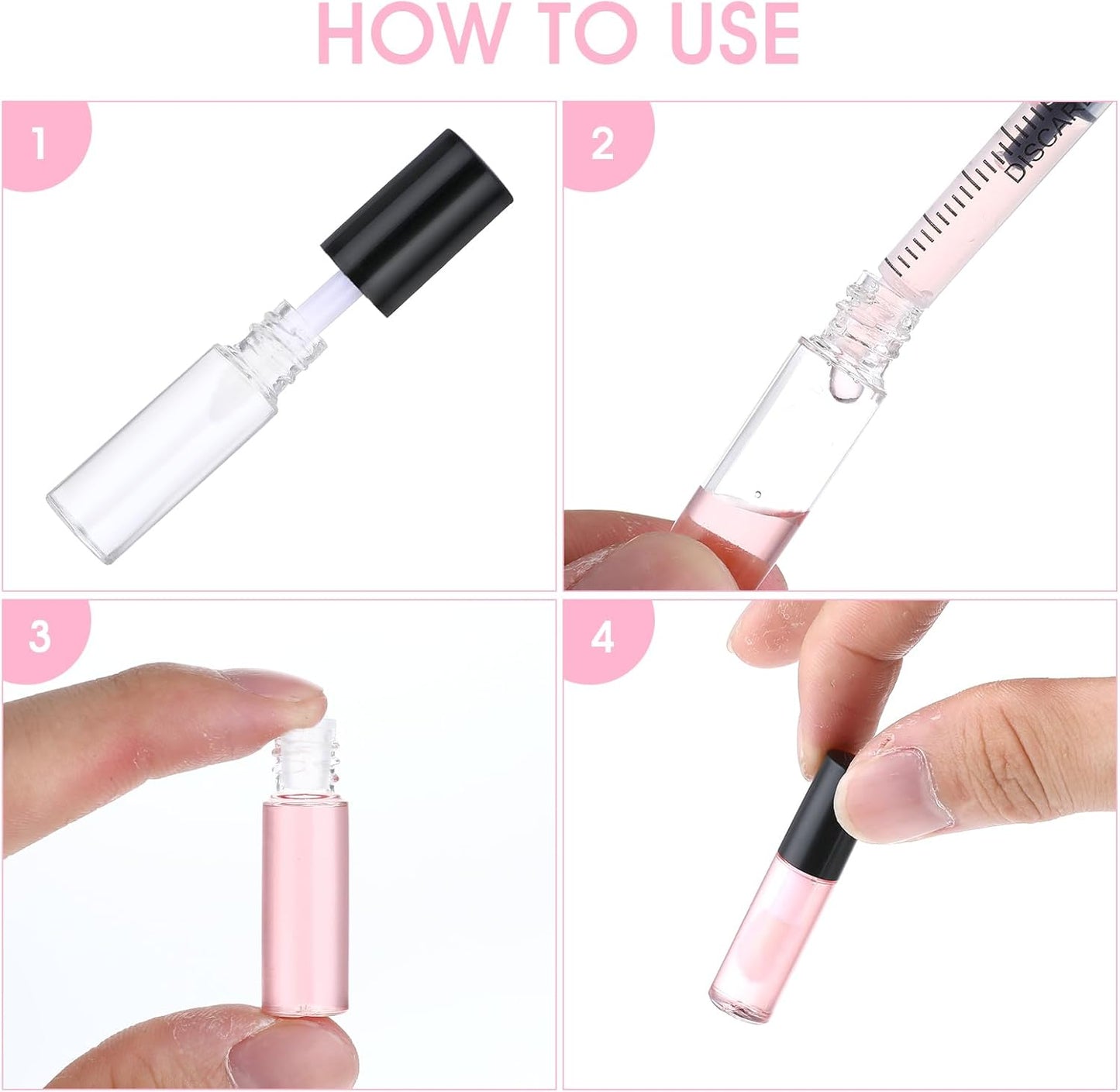 100 Pcs Mini Lip Gloss Tubes, Refillable Lip Balm Bottle Transparent Empty Containers Travel Personal Cosmetic Inserts Cosmetic Tools Mini Lipstick Containers for Women DIY Makeup-GlimoraGlow