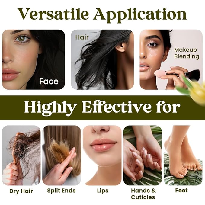 100% Organic & All Natural Plant-Based Squalane Oil for Face, Hair, & Body, Cold Pressed and Unrefined Premium Grade Multipurpose Facial Oil for Moisturize, Smooth, and Soften Skin - 1 Oz-GlimoraGlow