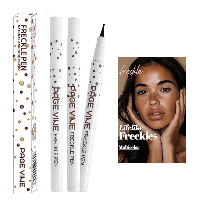 2 Pack Freckle Pen,Liquid Face Fake Freckles Makeup Pen to Create Natural Freckle Makeup and Freck beauty,Fake Freckles Waterproof for Lifelike Sunkissed Makeup,Mole Pen (03Dark+04Espresso)-GlimoraGlow