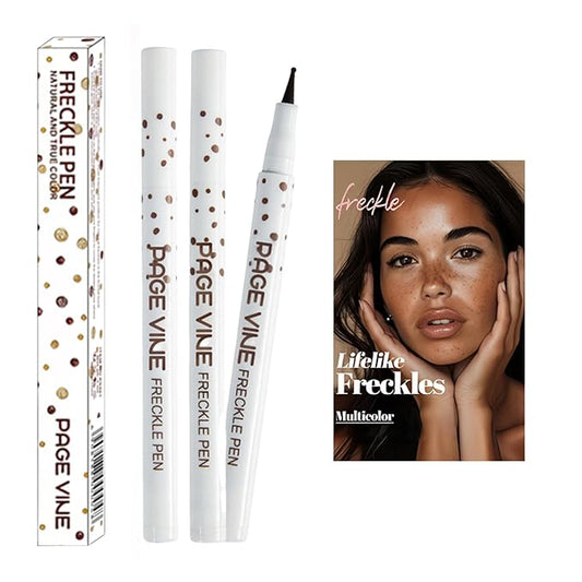 2 Pack Freckle Pen,Liquid Face Fake Freckles Makeup Pen to Create Natural Freckle Makeup and Freck beauty,Fake Freckles Waterproof for Lifelike Sunkissed Makeup,Mole Pen(02Medium+04Espresso)-GlimoraGlow