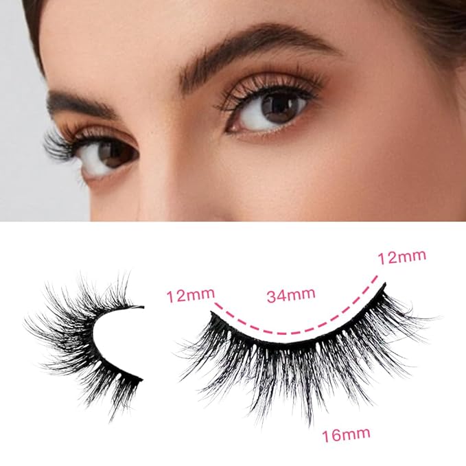 False Eyelashes 48 Pairs Faux Mink Lashes 14mm Wispy Lashes 3D Fluffy Cat Eye Lashes Pack Bulk Wholesale Strip Lashes(style 48-035)-GlimoraGlow