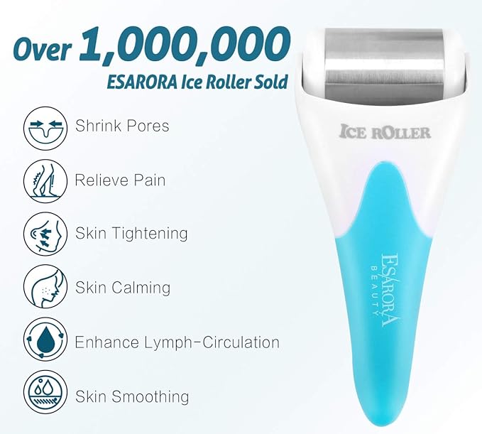ESARORA Ice Roller for Face & Eye, Puffiness, Migraine, Pain Relief and Minor Injury, Skin Care Products, Blue-GlimoraGlow