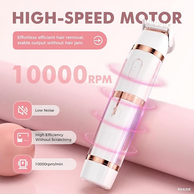 2 in 1 Bikini Trimmer for Women, Dual Head Electric Razor, IPX7 Waterproof Wet/Dry Use Women Electric Shaver, Painless Body Facial Hair Remover for Bikini Legs Arm Underarm, (White)-GlimoraGlow