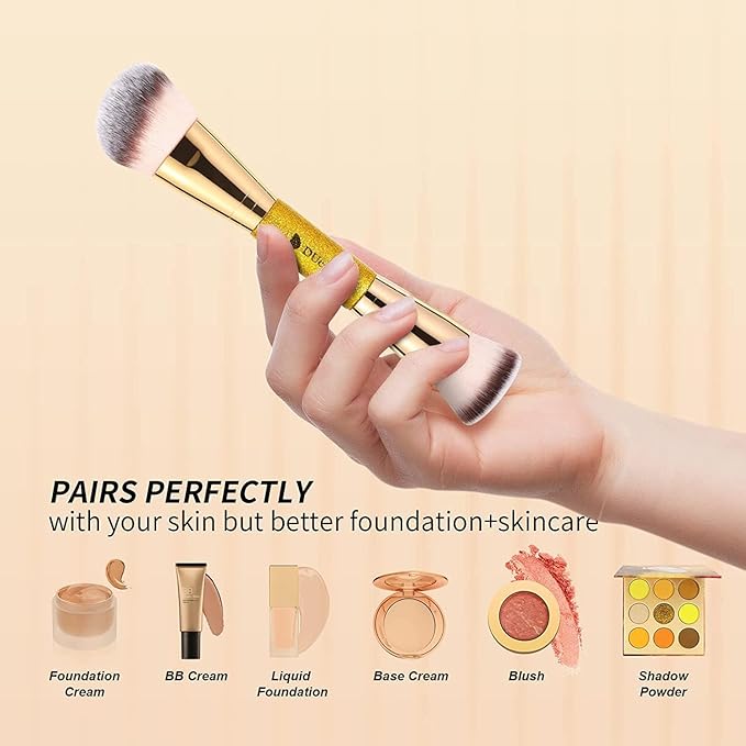 DUcare Foundation Brush Contour Bronzer Makeup Brush Double Ended Self Tanner Brush Sculpting Brush for Blending Liquid Powder Concealer Cream Cosmetics Blush Buffe-GlimoraGlow
