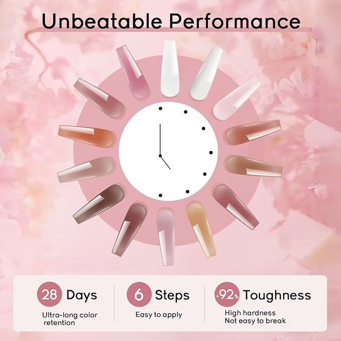 JEWHITENY 14 Colors Poly Extension Gel Nail Kit With U V Lamp Nude Pink White Brown All In One Poly Gel Starter Kit With Base Top Coat Manicure Salon Frence Nail Art DIY-GlimoraGlow