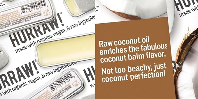 Hurraw! Coconut, Mint, Vanilla Lip Balm Slim Slider Tins, 3 Pack Bundle: Organic, Certified Vegan, Cruelty and Gluten Free. Non-GMO, All Natural Ingredients. Bee, Shea, Soy and Palm Free. Made in USA-GlimoraGlow
