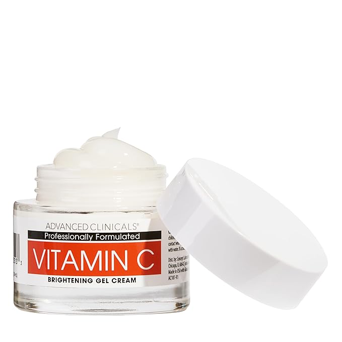 Advanced Clinicals Brightening Vitamin C Face Cream Gel With Niacinamide + Hyaluronic Acid | Vitamin C Moisturizer Lotion For Face Visibly Diminishes Look Of Dark Spots & Uneven Skin Tone, 2.5 Fl Oz-GlimoraGlow