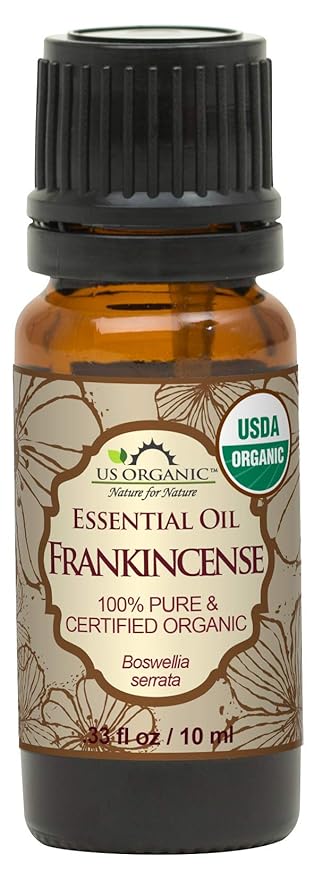 US Organic 100% Pure Frankincense Essential Oil, USDA Certified Organic, Steam Distilled, Boswellia serrata, Sourced from India, Topically or in Diffuser, Perfect for Aging Skin, All skin type (10 ml)-GlimoraGlow