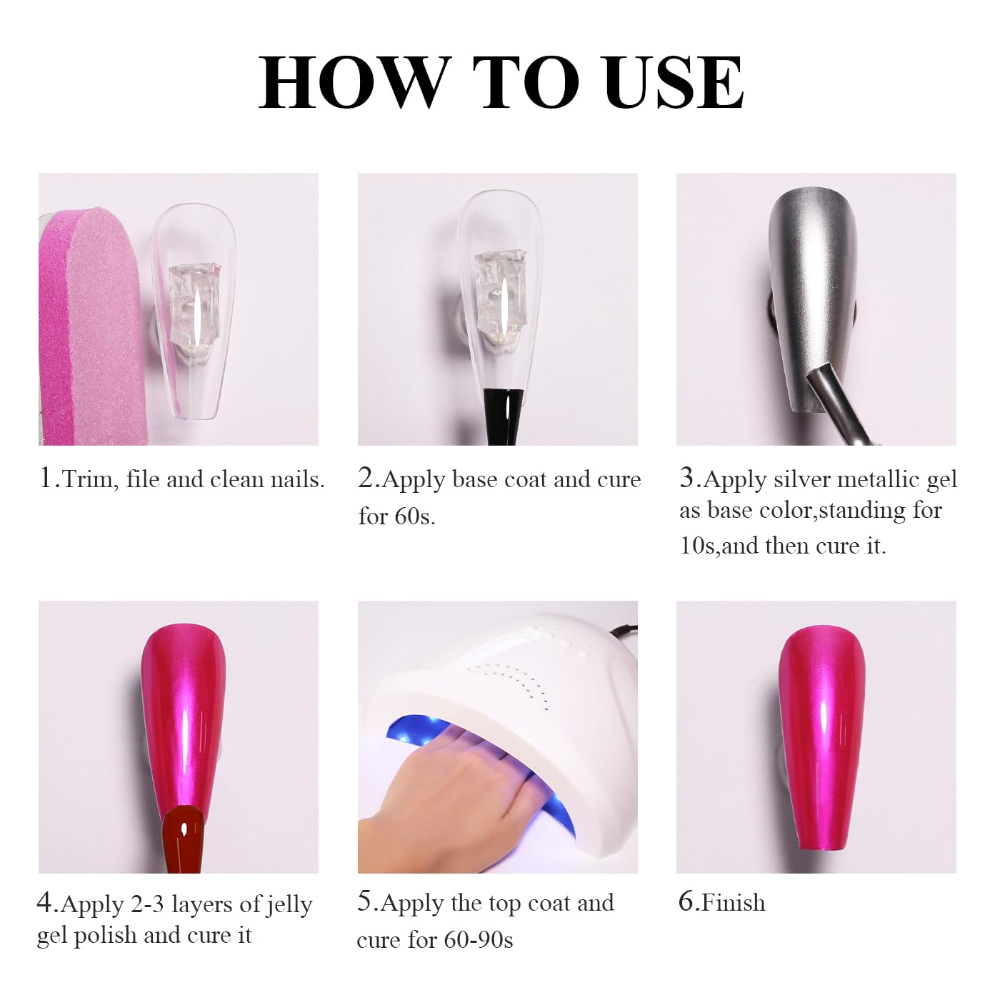 Imtiti Metallic Gel Nail Polish Set, 2 Pcs 10ml Chrome Mirror Shine GEl POlish & Sky Blue Jelly GEL Soak Off UV LED Spring Summer Art Manicure Salon DIY Design Kit-GlimoraGlow