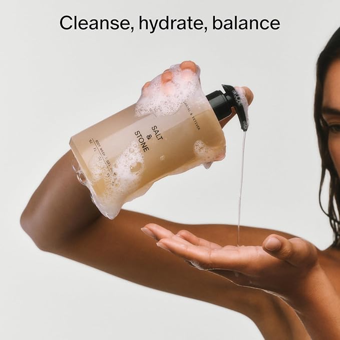 Salt & Stone Body Wash with Antioxidants for Deep Moisture | For Women & Men, Sulfate, Paraben, & Dye Free, Leaving Skin Soft and Hydrated - 15.2 fl oz-GlimoraGlow
