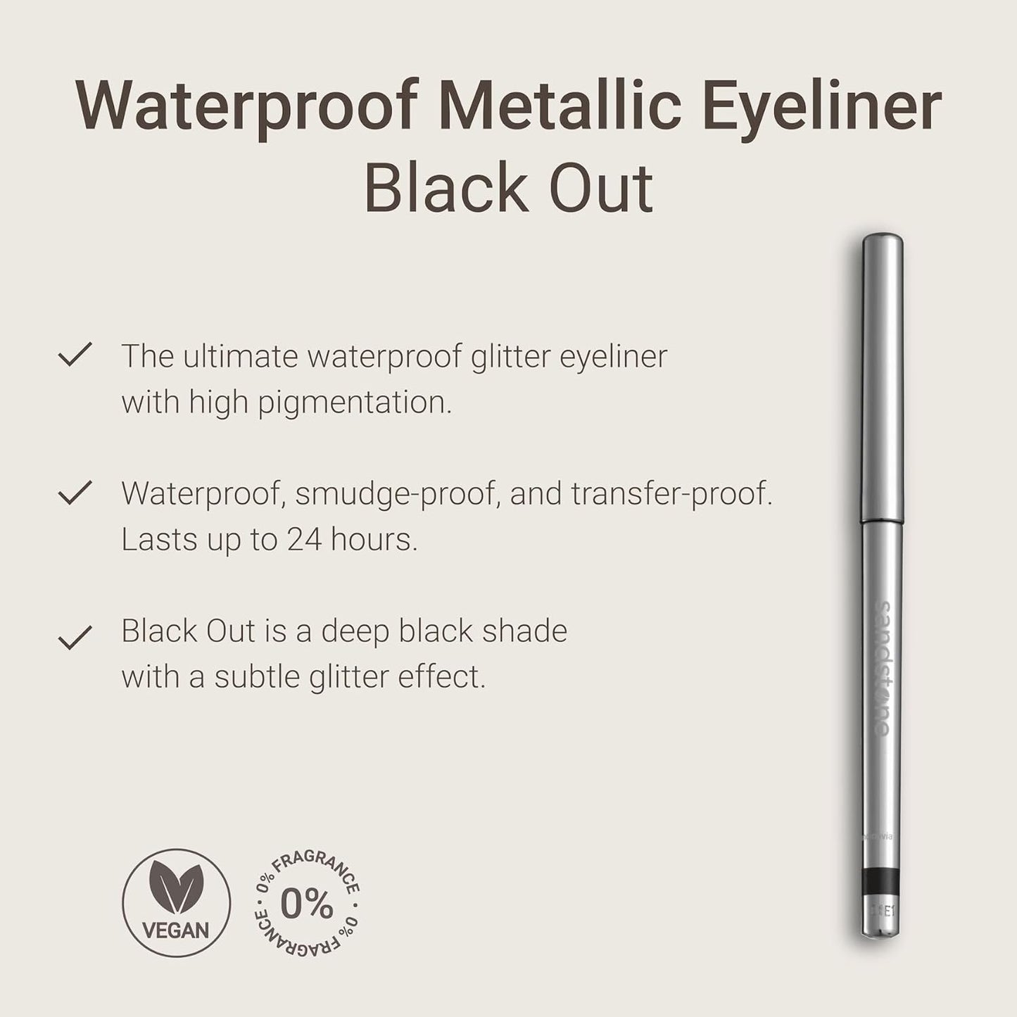 Hypoallergenic Waterproof Eyeliner - Fragrance Free Metallic Eye liner - Vegan and Cruelty Free Eye Pencil - Eyeliner Pencil for Sensitive Eyes (Black)-GlimoraGlow