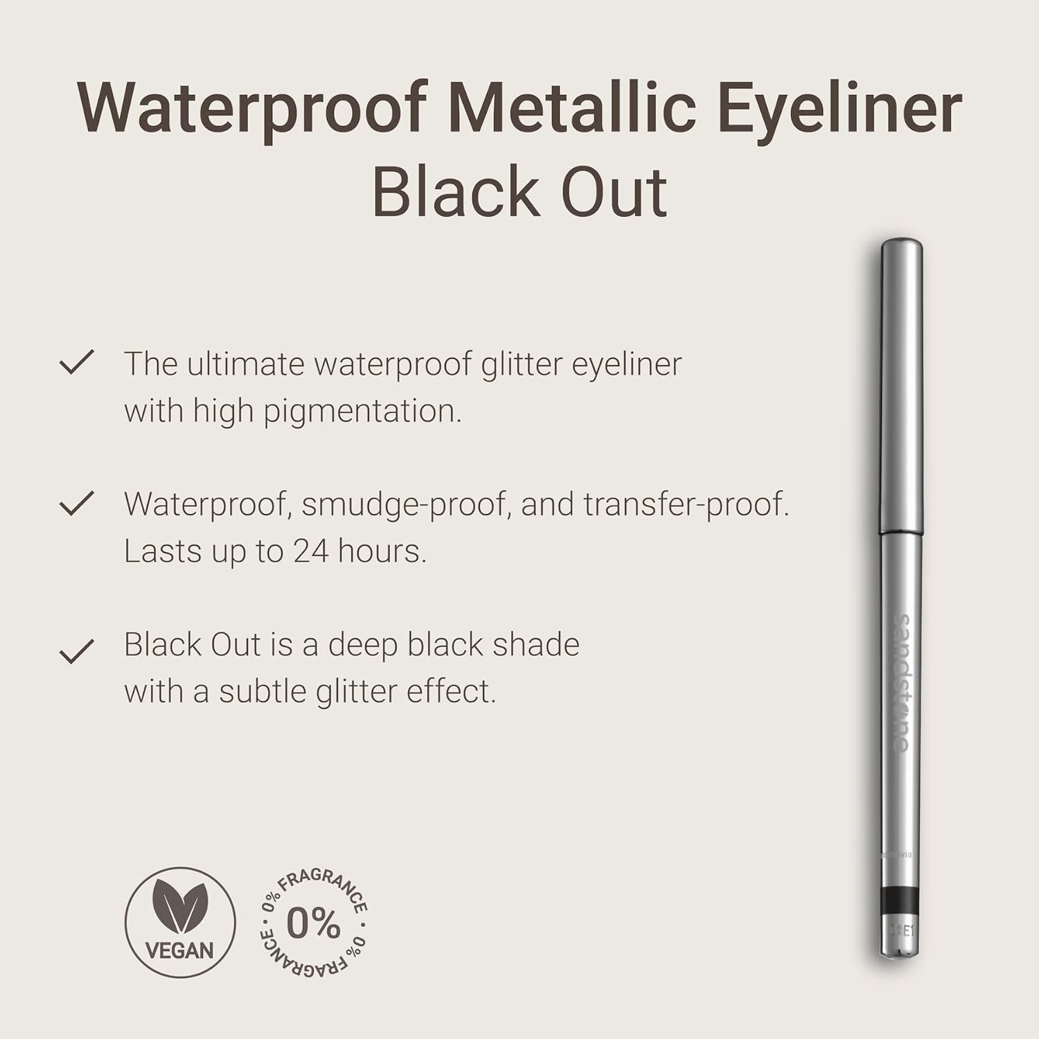 Hypoallergenic Waterproof Eyeliner - Fragrance Free Metallic Eye liner - Vegan and Cruelty Free Eye Pencil - Eyeliner Pencil for Sensitive Eyes (Black)-GlimoraGlow